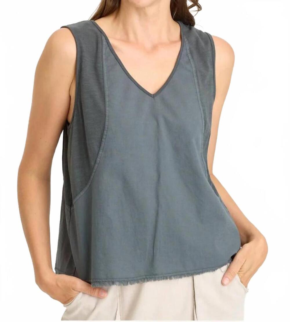 NEW XCVI mazie linen v-neck tank in hawthorn leaf
